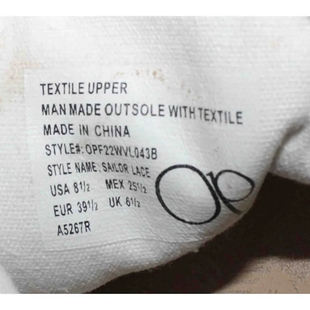 Ocean Pacific OP‎ Sailor Lace White Blue Striped Canvas Sneaker Shoes Womens 8.5
